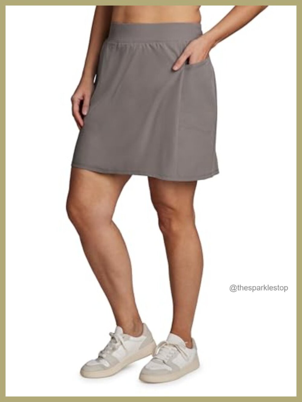 Plus Size High Rise Athletic Skort with Attached Bike Shorts & Pockets